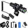 LUXNOVAQ Tactical Adjustable Green Laser Sight Dot 532nm with Rail Mount, Scope Mount Laser Scope with Rechargeable Battery, Charger Pressure Switch for Hunting, Shooting, Outdoor Activities.