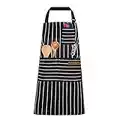 OWill Adjustable Apron Unisex Apron with Pocket Cooking Kitchen Chef Aprons for Women Men Home Kitchen Butchers BBQ Restaurant (Black)