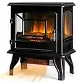 SIMOE Electric Fireplace Stove, 51cm Freestanding Fireplace Infrared Heater with Adjustable Thermostat, Realistic Flame, 1400W, Indoor Space Heater with Overheat Protection