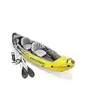 INTEX 68307EP Explorer K2 Inflatable Kayak Set: Includes Deluxe 86in Aluminum Oars and High-Output Pump – SuperStrong PVC – Adjustable Seats with Backrest – 2-Person – 400lb Weight Capacity