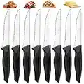 Unokit Coltelli da Bistecca, 8 Pezzi Coltelli Bistecca, Coltelli Da Tavola in Acciaio Inossidabile, Coltello Bistecca seghettato, Coltelli Carne, Steak Knives Set, lavabile in lavastoviglie