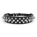 Filhome Leder Hundehalsband mit Spikes und Nieten Gotik Punk Verstellbar Halsband für Kleine Mittelgroße Große Hunde Schwarz