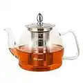 Tetera de vidrio con infusor, Tetera, Teteras, Tetera de 1000 ml, Tetera de vidrio borosilicato para estufa, Tetera para té, Té floreciente, Té flojo, Té floreciente