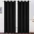 LEMOMO Blackout Curtains 52 x 84 inch/Black Set of 2 Panels/Thermal Insulated Room Darkening Bedroom Curtains