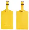 Travelambo Luggage Tag Faux Leather for Suitcase Women Kids Funny Cute (Energetic Yellow)