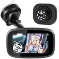 1080P Baby Car Mirror, Shybaby 4.3'' Baby Car Camera Monitor 170° Wide View, HD Night Vision Function and Reusable Sucker Bracket, Safety Rear Facing Car Set Camera Infants Kids Toddlers Black