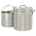 Bayou Classic 1160 62-Quart All Purpose Stainless Steel Stockpot with Steam and Boil Basket