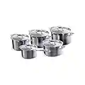 Le Creuset 3-Ply Stainless Steel Cookware Set, 5 Pieces , Silver, 96209400001000