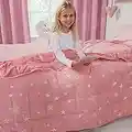 Dreamscene Star Weighted Blanket for Kids Children Sleep Insomnia Therapy Anxiety Relief Autism Reversible Fluffy Teddy Fleece Throw, Blush Pink, 100 x 150cm - 3kg