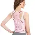 Back Brace Posture Corrector for Women: Shoulder Straightener Adjustable Full Back Support Upper and Lower Back Pain Relief - Scoliosis Hunchback Hump Thoracic Spine Corrector Pink Large