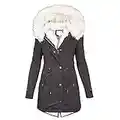 Veste Chaude d'hiver pour Femmes Manteau Femme Hiver éPaissir Veste Parka Militaire Polaire Chaude en Peluche Blousons en Coton à Capuche avec Fermeture à Glissière et Bouton Doudoune, Gris, XXL