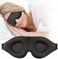 Sleep Eye Mask for Men Women - 3D Contoured Cup Sleeping Mask, Concave Molded Night Eye Mask for Sleeping, Block Out Light, Soft Comfortable Sleep Mask for Yoga Nap Travel, Black