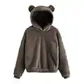 Générique Sweat à Capuche Manche Longue Hoodies,Ado Sweat à Capuche Oreilles d'ours Mignon Double Face Velours,Sweatshirt Tops Hoodies Pull Tunique Blouse