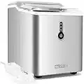 KUMIO Ice Makers Machine Countertop, 12kg/24h, 9 Thick Bullet Ice Ready in 6-9 Mins, Portable Ice Maker with Ice Scoop and Basket, 1.5L Water Tank, Compact Design for Home Kitchen Office Party, Silver