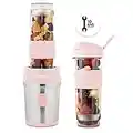 H.Koenig SMOO12 Batidora de Vaso Individual, Licuadora Portátil para Smoothies de Frutas y Verduras, Capacidad de 570 Ml, 300 W, Incluye 2 Botellas Deportivas Portátiles, Sin BPA, Rosa Palo