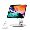 Stouchi Tablet Stand, 360°Tablet Swivel Base Holder Galaxy Tab S8, Adjustable Desk Mount for iPad Mini 2021,Galaxy S22, POS Kiosk, Surface Pro 4, iPad Pro/Air fits 4-14” Tablet & Phone Silver