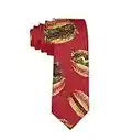 Men Tie Fashion Neckties Funny red Hamburger necktie Polyester Silk Novelty Neck Tie - One Size