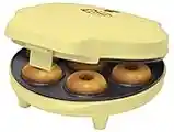 Bestron Donut Maker im Retro Design, Mini-Donut Maker für 7 kleine Donuts, inkl. Backampel & Antihaftbeschichtung, 700 Watt, Farbe: Gelb