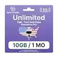 USA Travel Sim Card (30 Days), 10GB High-Speed Data, Unlimited Talk/Text/2G Data, Unlimited Calling to Canada, Quick Activation (1 Month)