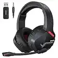 BINNUNE Casque Gaming, Casque Gaming sans Fil pour PS4 PS5 PC Playstation 4 5, Casque Gamer avec Micro Anti-Bruit USB Bluetooth et 48 Heures d’Ecoute