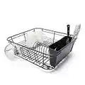 simplywire - Dish Drainer with Cutlery Basket and Glass Drying Hooks - Black