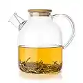 Tealyra - Glass Kettle 1800ml - STOVE-TOP SAFE - Heat Resistant Borosilicate - Pitcher - Carafe - Teapot - No-Dripping - Great For Tea Juice Water - Hot and Iced - Bamboo Lid - Filter Spout - 60-ounce