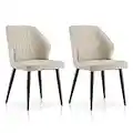 TUKAILAi 2PCS Modern Cream Dining Chairs Faux Leather Kitchen Chairs with Backrest, Upholstered Seat and Heavy Duty Metal Legs Reception Chairs Meeting Room Chairs Set of 2