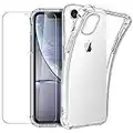 New&Teck - Funda para iPhone XR (6.1) + Protector de Pantalla de Cristal Templado, Funda para iPhone XR de Silicona TPU Flexible [Bumper con Esquinas reforzadas], protección Clara