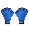 TAGVO Gants de Natation Gants Aquatiques Résistant à l'eau Gants Néoprène Palmés Gants d'entraînement pour Homme Femme Adulte Fitness Nage Surf Bain Gants Piscine Aqua Gants Bleu