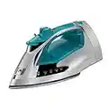 Sunbeam Steammaster 1400 Watt Steam Iron with 8' Retractable Cord, Large Anti-Drip Nonstick Stainless Steel Soleplate, Horizontal or Vertical Shot of Steam and 3-Way Auto Shut-Off, Chrome/Teal