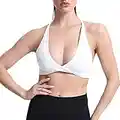 Aoxjox Women's Workout Sports Bras Fitness Backless Padded Sienna Low Impact Bra Yoga Crop Tank Top, White, Medium