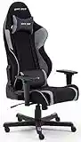 Robas Lund DX Racer R2 Chaise Gaming l'original, Bureau Siège de Bureau, avec fonction basculant Chaise Gamer Chaise PC tournable et réglable en hauteur Fauteuil de direction ergonomique, noir-gris