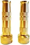 Hose Nozzle High Pressure - Lead-Free Brass for Car Or Garden - Solid Brass - 2 Nozzle Set - Adjustable Water Sprayer from Spray to Jet - Heavy Duty - Fits Standard Hoses - with Gardening E-Book