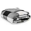 Qucover Plaid Polaire 150x200 Couverture Laine Douce Confortable pour Hiver 600GSM Super Chaude, Plaid Canape Motif Carreau Noir Blanc Style Classique, Un Plaid Flanelle Réversible Toujour à La Mode