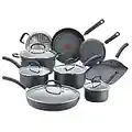 T-fal Ultimate Hard Anodized Nonstick Cookware Set 14 Piece Pots and Pans, Dishwasher Safe Black