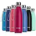 koodee Borraccia Termica 500 ml, Bottiglia Termica Senza Perdite, Senza BPA Borracce, Bottiglia Acqua in Acciaio Inox per Bambini, Scuola, Sport, Campeggio, Yoga(fucsia)