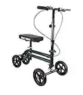 KneeRover Economy Knee Scooter Steerable Knee Walker Crutch Alternative with DUAL BRAKING SYSTEM in Matte Black