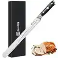 PAUDIN 12 Inch Carving Knife, Premium Slicing Knife with Granton Blade Meat Carving Knife for Smoked Brisket, BBQ Meat, Turkey Bread Knife Ergonomic G10 Handle