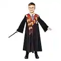 Amscan - Kinderkostüm Harry Potter, Gewand mit Hemd-Blende, Bille, Zauberstab, Magier, Zauberer