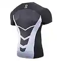 AMZSPORT Chemise de Compression pour Homme T-Shirt à Manches Courtes Haut Moulant de Fitness, Noir L