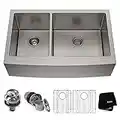 Kraus KHF204-33 33 inch Farmhouse Apron 60/40 Double Bowl 16 Gauge Stainless Steel Kitchen Sink