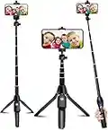 Selfie Stick, 40 inch Extendable Selfie Stick Tripod,Phone Tripod with Wireless Remote Shutter,Group Selfies/Live Streaming/Video Recording Compatible with All Cellphones