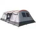 Skandika Hurricane Protect Family Tent for 8 People, Large Tent with 2 Sleeping Cabins, Sewn-in Tent Floor, Waterproof, 5000 mm Hydrostatic Head, Mosquito Nets, 2.15 m Standing Height, 2 Entrances