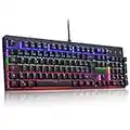 BLOOTH Tastiera Gaming Meccanica, 105 Tasti Retroilluminati, Layout Italiano QWERTY, Switch Blu Tastiera da Gioco, 6 Modalità di Colore LED, Pannello Metallico, USB Tastiera Gaming per PC, Laptop