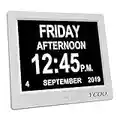 YCOO [Newest Version] Dementia Clock,8 Inches Calendar Date Clock,Memory Loss Day Clock Extra Large Non-Abbreviated Day & Month Digital Clock