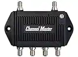 Channel Master TV Antenna Distribution Amplifier, TV Antenna Signal Booster with 4 Outputs for Connecting Antenna TV to Multiple Televisions (CM-3424),Black