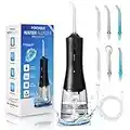 Munddusche Kabellos Elektrische für Zahnreinigung -mit 4 Modi und 6 Düsen Wasser Flosser USB Aufladen 300ML Wassertank Oral Irrigator water flosser IPX7 Wasserdicht Zahnreiniger