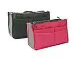 NOVAGO Lot de 2 Organiseurs Pochette Sac de Rangement intérieur pour Sac à Main ou Sac de Voyage (Divers Coloris Disponibles) (Noir+Fuschia, 2 Sacs)