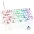 TECURS Gaming Tastatur, Mechanische Tastatur 60% TKL QWERTZ Blaue Schalter, Gamer Tastatur Kabelgebunden 61 Tasten für PC Windows/PS5/PS4, Weiß