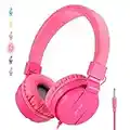 ONTA gorsun® Cuffie per Bambini, Pieghevoli Leggere On Ear Auricolari per Bambini Ragazzi e Ragazze, Comode Audio Cuffie per Bambina per Cellulare/Smartphone /Tablet/ Mp3-Rosa